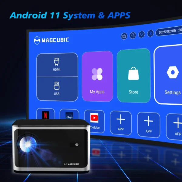 Magcubic 580ANSI Auto Focus Projector Android 11 4K 1080P Wifi6 Voice Control Allwinner H713  BT5.0 Home Cinema HY350 Pro