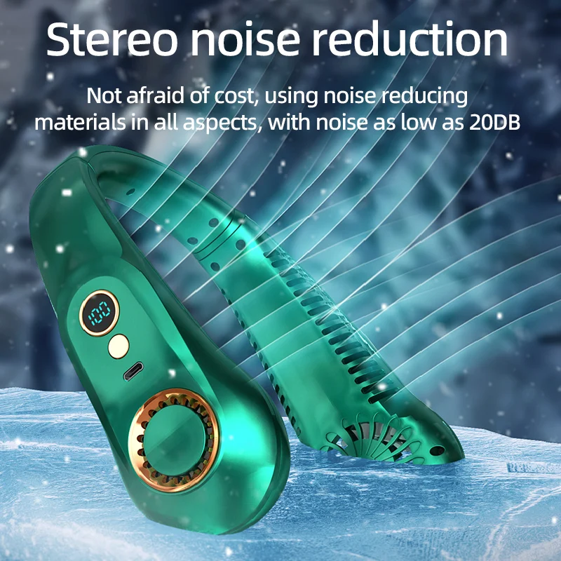 New 3000mA Portable Mini Hanging Neck Fan Bladeless Neckband Fan Digital Display Power Air Cooler USB Rechargeable Electric Fans