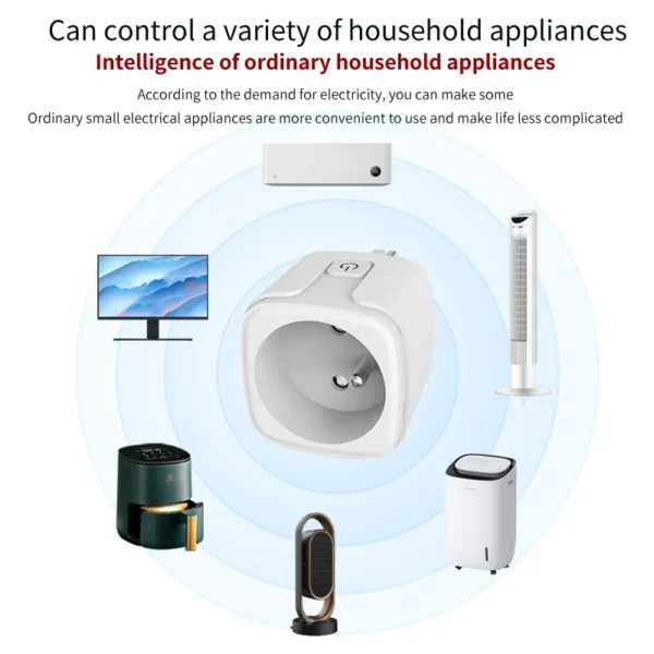 Tuya Smart Plug WiFi&Bluetooth FR Socket 16A with Power Monitor Voice Control Timing Smart Life Control Works with Alexa Google