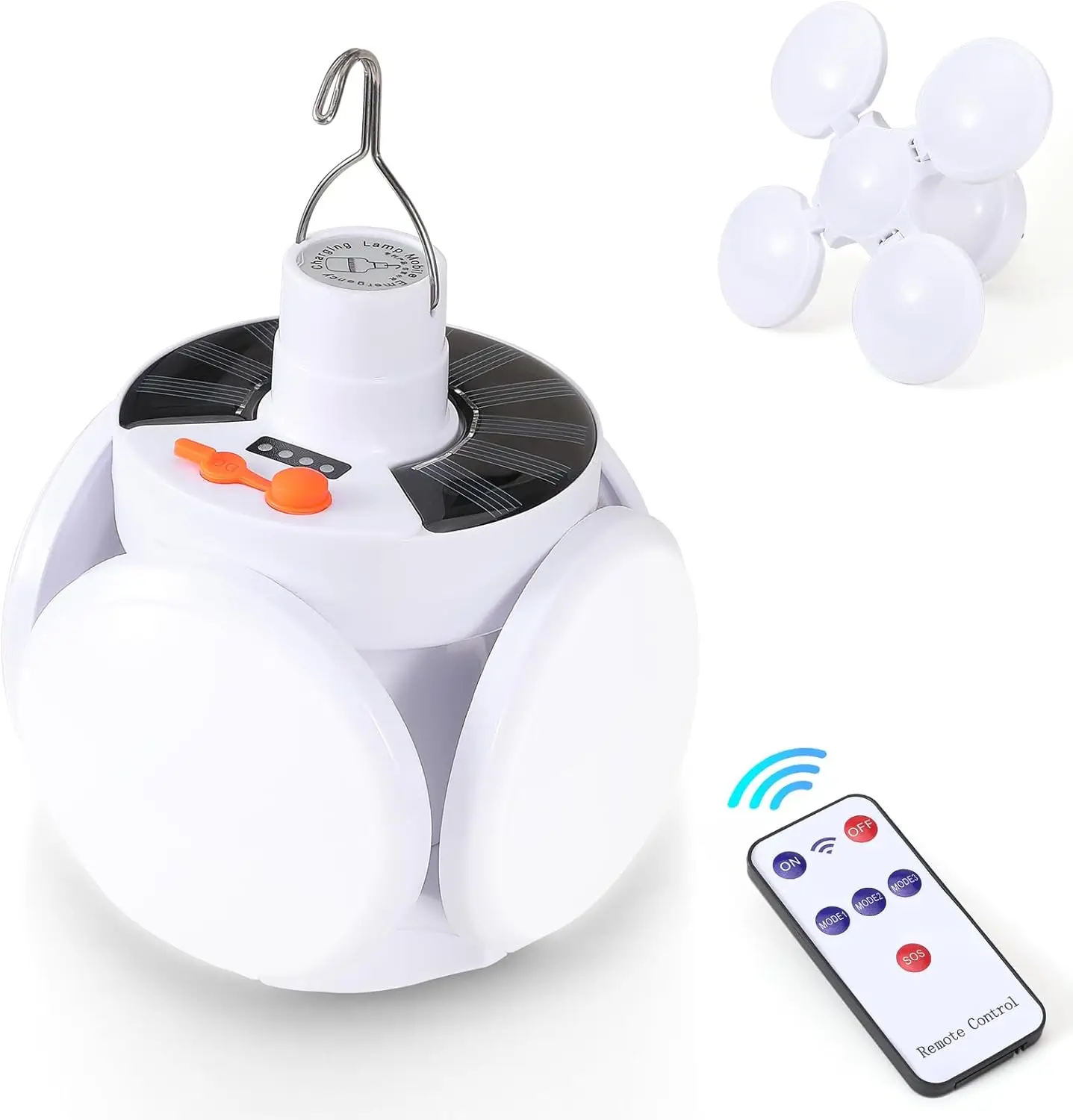 Folding Solar Camping Lantern Led Rechargeable Outdoor Hanging Tent Lamp Solar/USB Portable LED Bulbs With Hook Emergency Lights