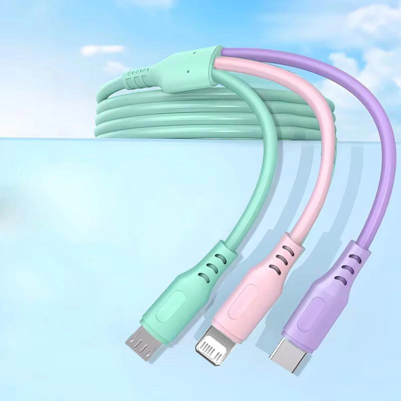 3 In 1  Fast Charging Cable For iPhone15 14 13 12 11 X Pro Max Micro USB Type-C Phone Charger USBC Data Cable