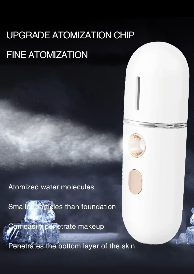 1PC Mini Portable Humidifier Nano Mister Facial Steamer Device Beauty Spray Hydrating Apparatus Cold Spray ApparatusRechargeable
