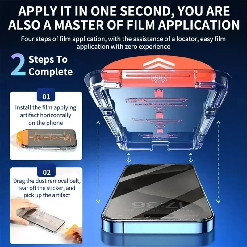 Dust Free Installation Privacy Screen Protector for IPhone 16 15 14 13 12 11 Pro Max Mini 7 8 15 16 Plus XS X XR Anti-Spy Glass