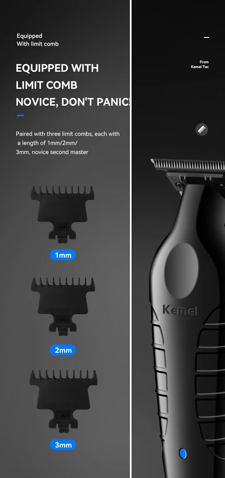 Kemei KM-2296 KM-2299 KM-1102 Professional Hair Clipper Kit Electric Shaver Male Hair Cutting Machine Men’s Cordless Trimmer
