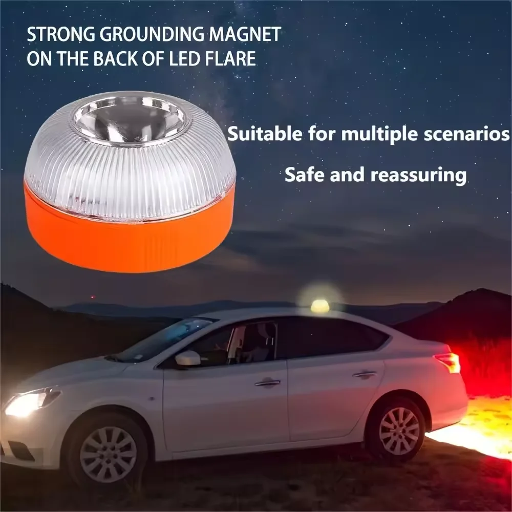 LED Car Emergency Light V16 Flashing Light Magnetic Induction Road Accident Light Portable Strobe Warning Light - 1PC