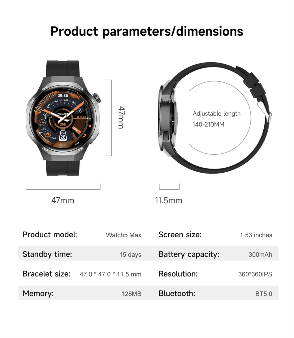 New For Huawei Watch GT5 Pro Smart Watch HD AMOLED Screen NFC GPS Tracker Bluetooth Call Health Waterproof Smartwatch Men Women