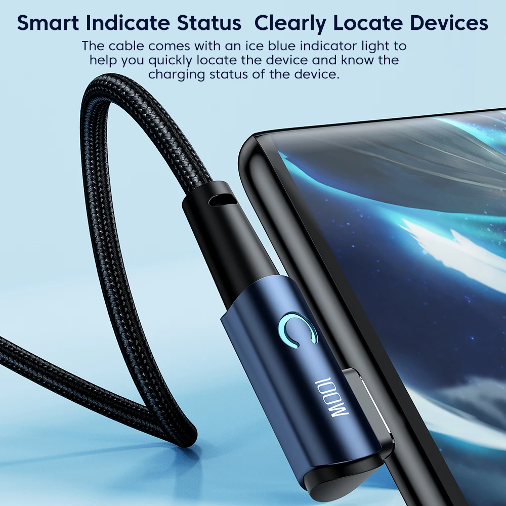 Toocki 100W USB C To USB C Cable 90 Degree For iPad MacBook Pro Xiaomi Samsung Huawei Fast Charging Type C Date Cord
