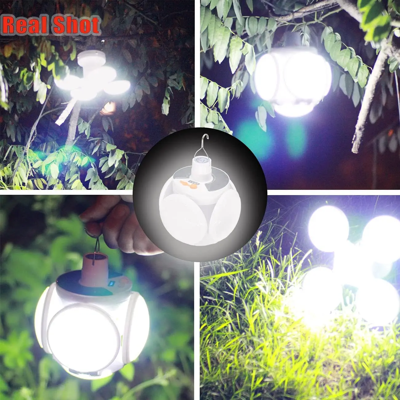 Folding Solar Camping Lantern Led Rechargeable Outdoor Hanging Tent Lamp Solar/USB Portable LED Bulbs With Hook Emergency Lights