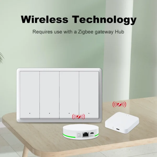 Tuya Smart zigbee Switch No Neutral Wire Required No Capacitor Wall Button Light Switches Work With Alexa Google Home