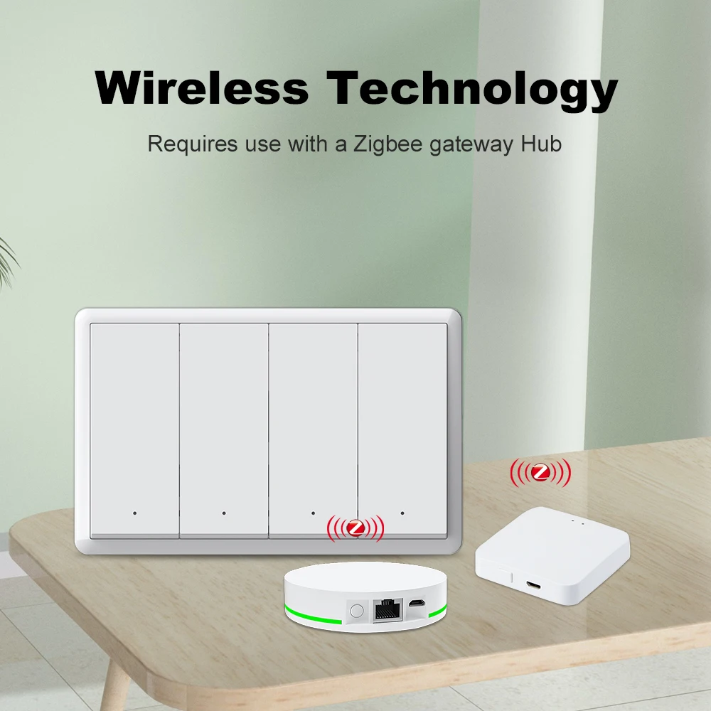 Tuya Smart zigbee Switch No Neutral Wire Required No Capacitor Wall Button Light Switches Work With Alexa Google Home