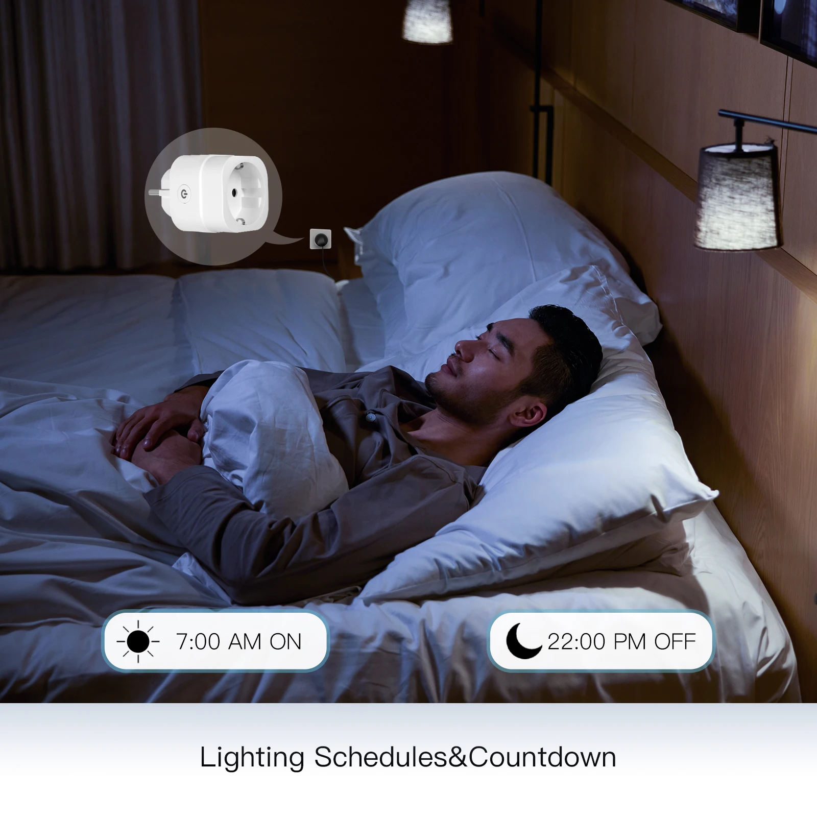 MOES WiFi Smart Power Socket Plug Brightness Adjust Timer For Tuya Smart Life App,Alexa Google Voice Control EU/UK/US