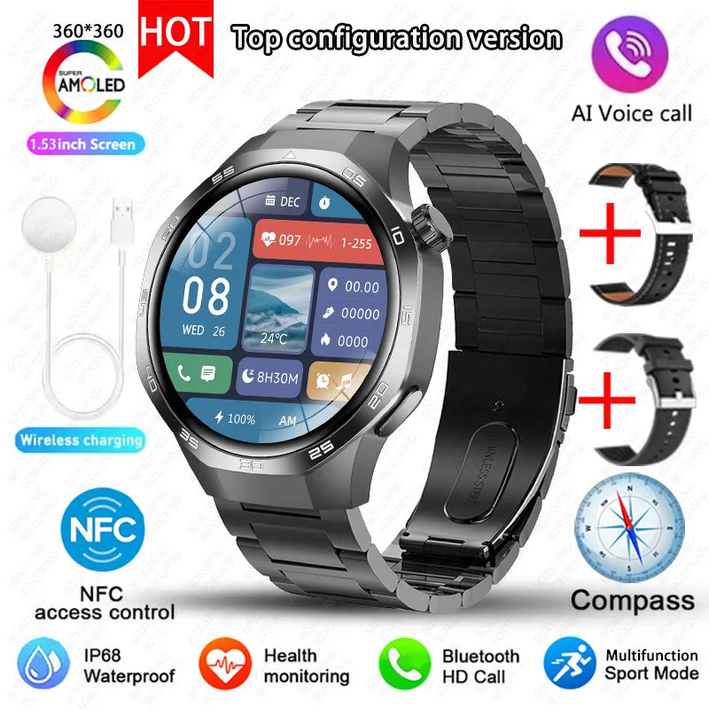 New For Huawei Watch GT5 Pro Smart Watch HD AMOLED Screen NFC GPS Tracker Bluetooth Call Health Waterproof Smartwatch Men Women