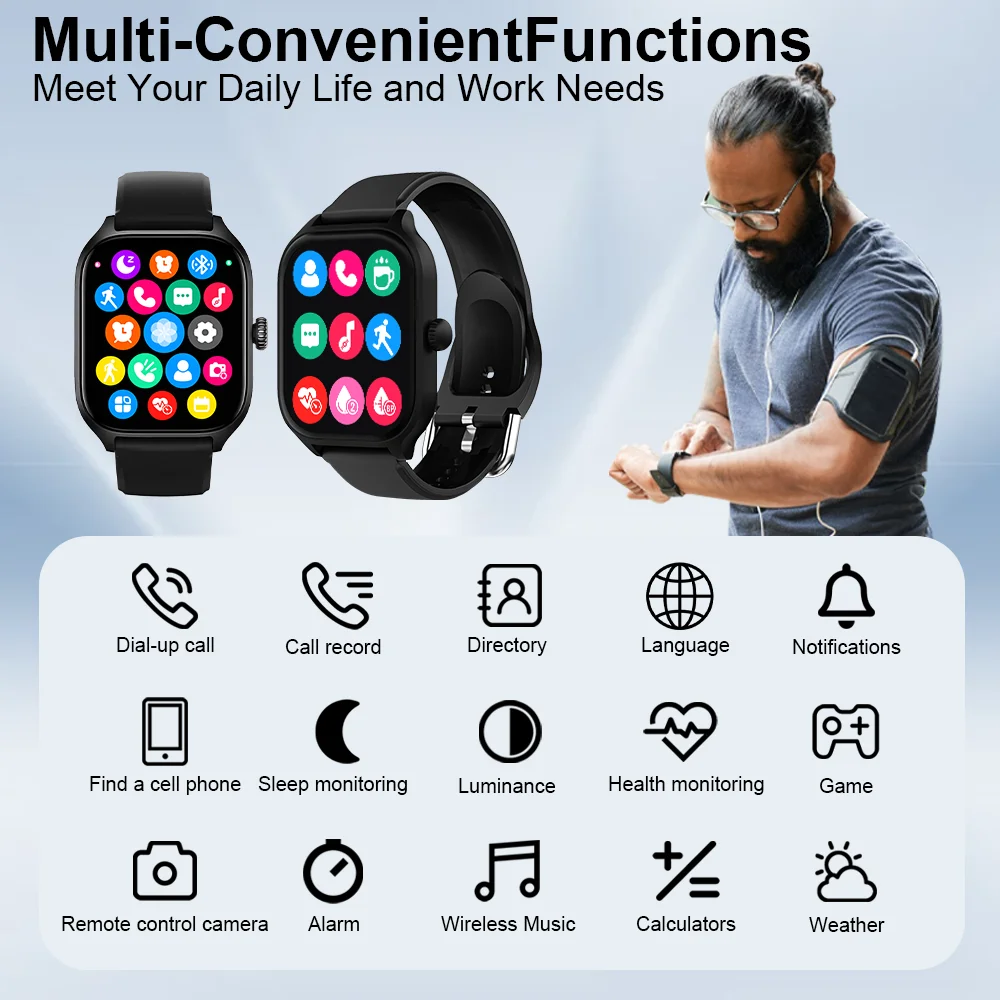 LAXASFIT 2025 New H9 Smartwatch Dial to Answer Calls Calorie Tracking Heart Rate Blood Oxygen Monitoring Bluetooth Smartwatch