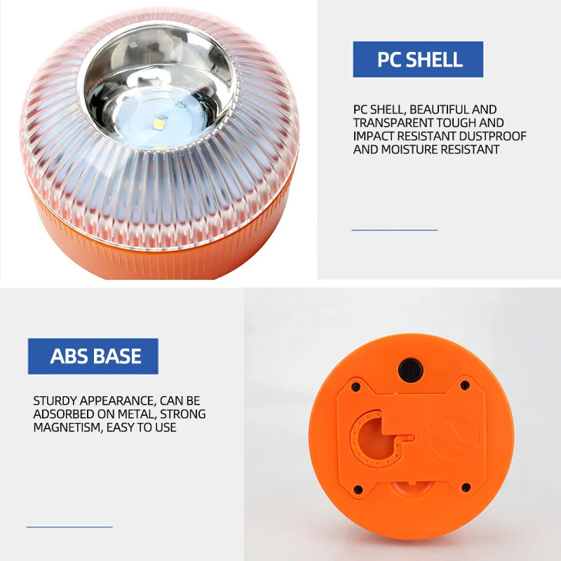 1 PCs Led Car Emergency Light Flashlight Magnetic Induction Strobe Road Accident Lamp V16 Beacon Safety Accessory Need Battery