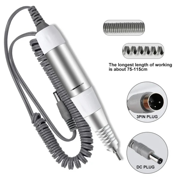 Electric Nail Drill Pen Handle File Polish Grind Machine Handpiece Manicure Pedicure Tool DC & 3 PIN PLUG Nail Drill Accessories