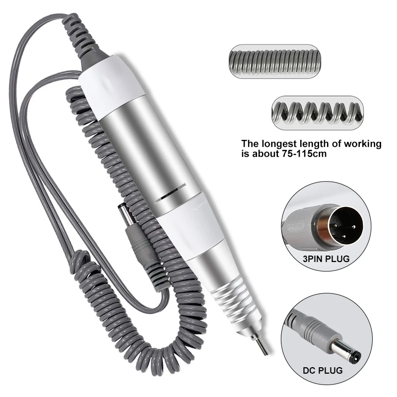 Electric Nail Drill Pen Handle File Polish Grind Machine Handpiece Manicure Pedicure Tool DC & 3 PIN PLUG Nail Drill Accessories