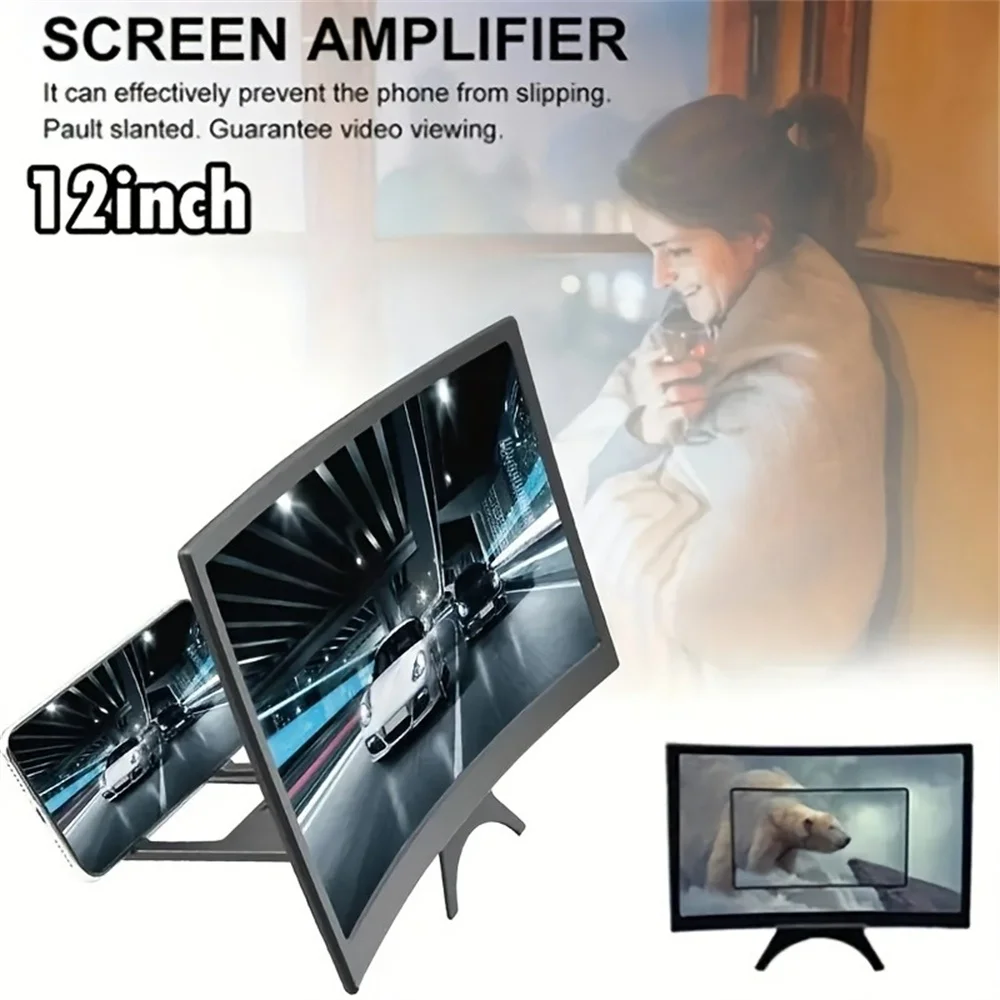 12 Inch Mobile Phone Screen Amplifier 3D Magnifying Glass Stand Magnifier HD Video Amplifier Phone Stand Enlarged Screen Bracket