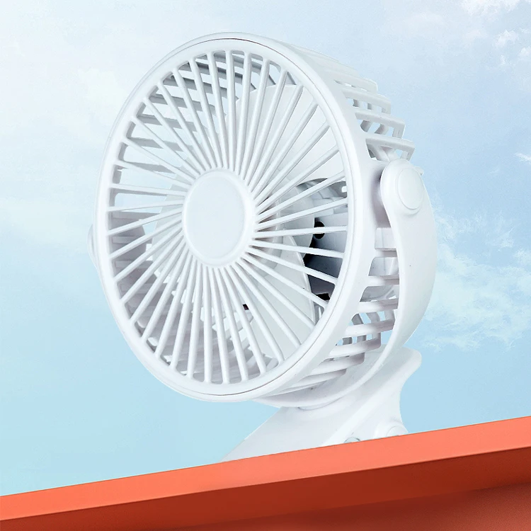 Mini clip electric fan, which can rotate 180 degrees. The stand supports USB charging, and multiple gears can be adjusted.