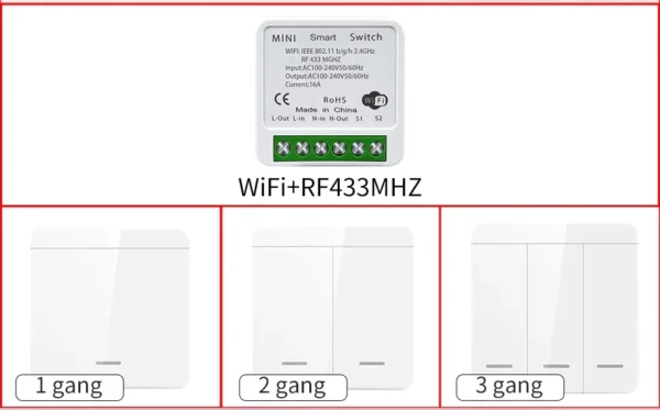 Tuya WiFi Smart Light Switch Smart Home Wireless RF 433mhz Push Button Wall Switch Via Alexa Google Home Alice Smart Life App