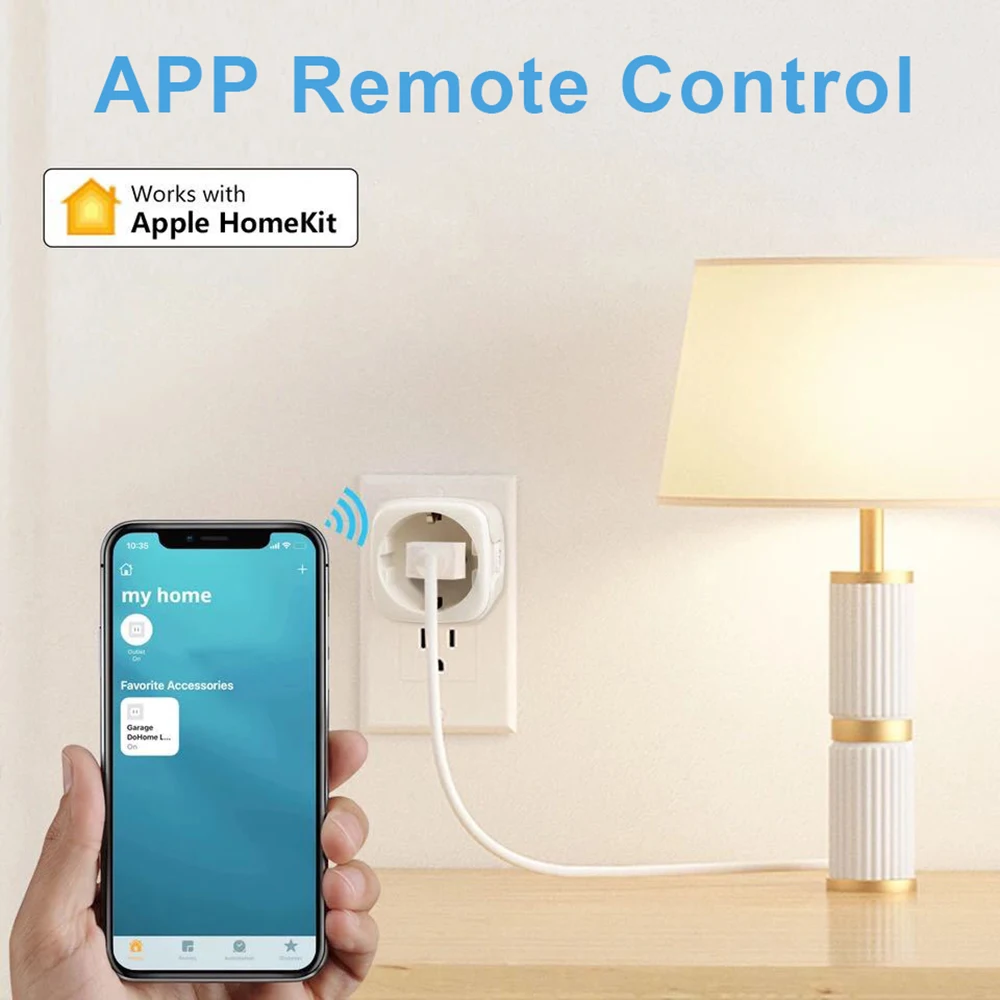 Matter WiFi Smart Socket 16A EU Home Appliance Outlet Mini Smart Plug Adapter APP Control Works with HomeKit Siri Alexa Google