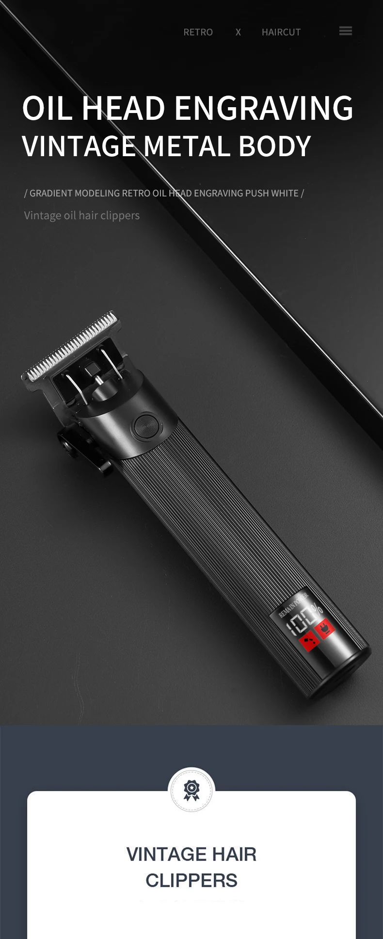 Youpin Komingdon Cordless Zero Gapped Trimmer Hair Clipper Professional Barber Shop Men's Haircut Machine for Beard Barbershop