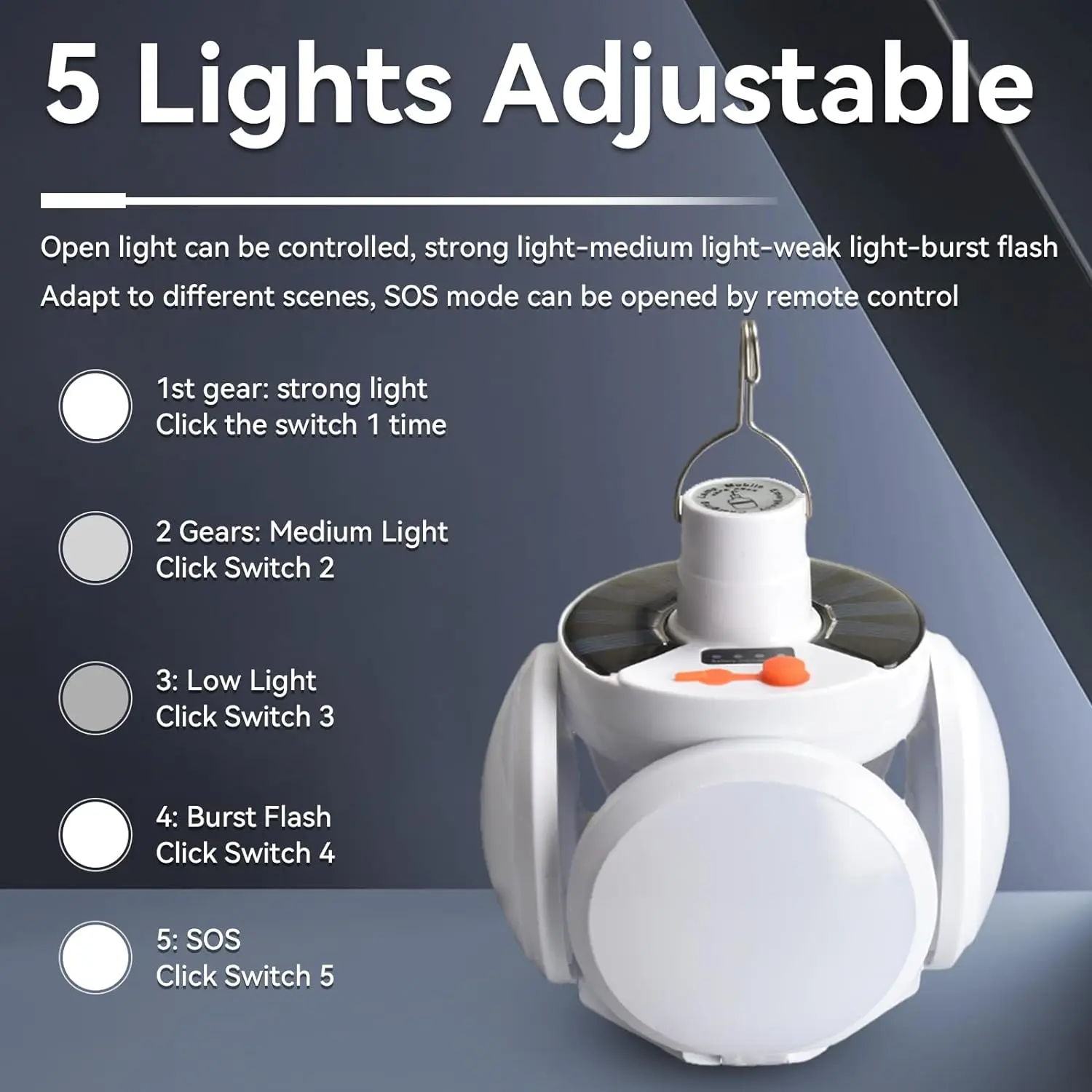 Folding Solar Camping Lantern Led Rechargeable Outdoor Hanging Tent Lamp Solar/USB Portable LED Bulbs With Hook Emergency Lights