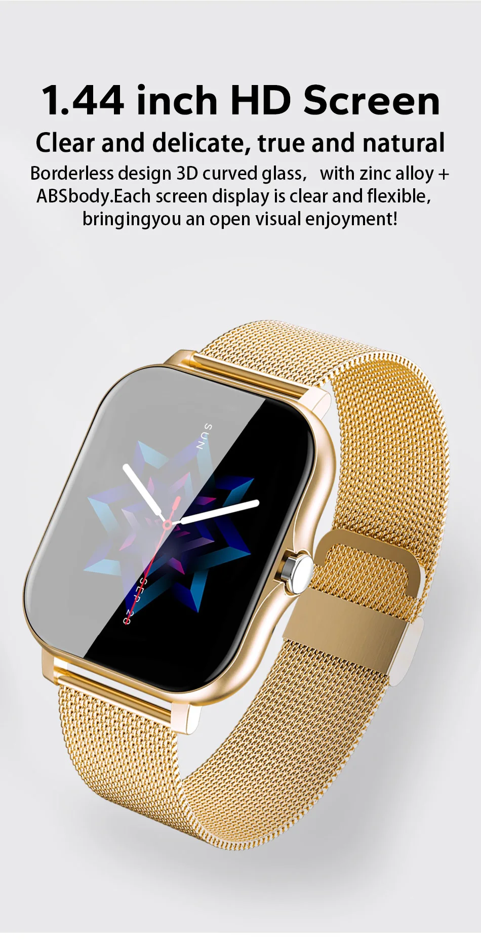 Smart Watch Android Phone 1.44'' Inch Color Screen Bluetooth Call Blood Oxygen/Pressure Monitoring Smart Watch Women Men