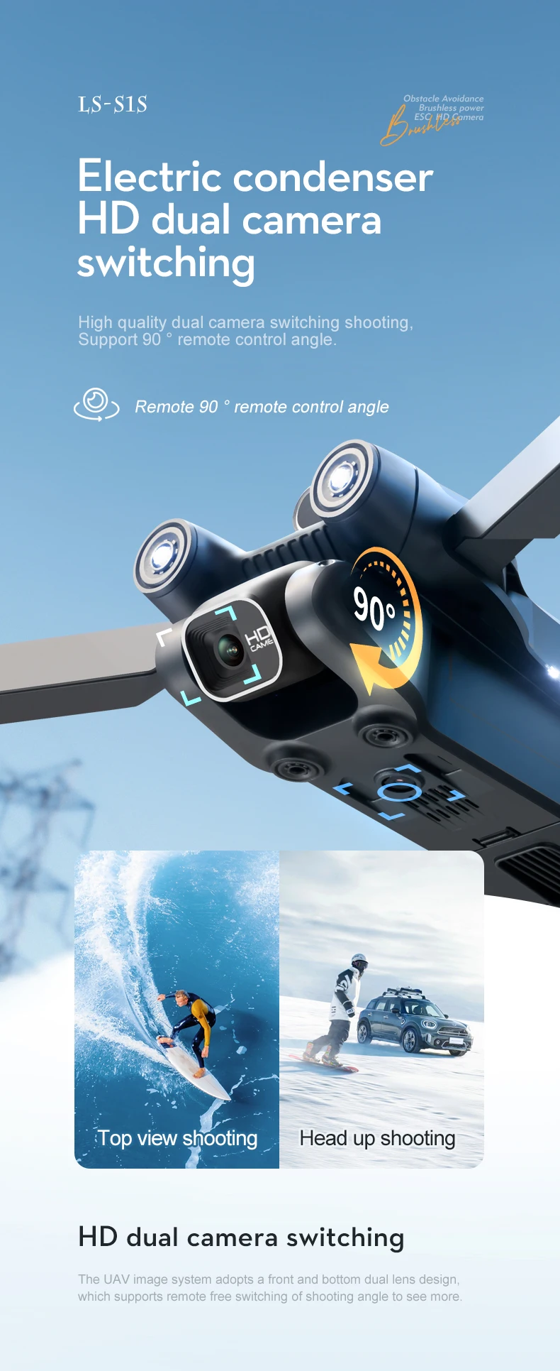 New S1S Mini Drone Caméra 8K Professional Brushless Motor Dron Obstacle Avoidance HD Dual Camera Foldable Quadcopter Toys