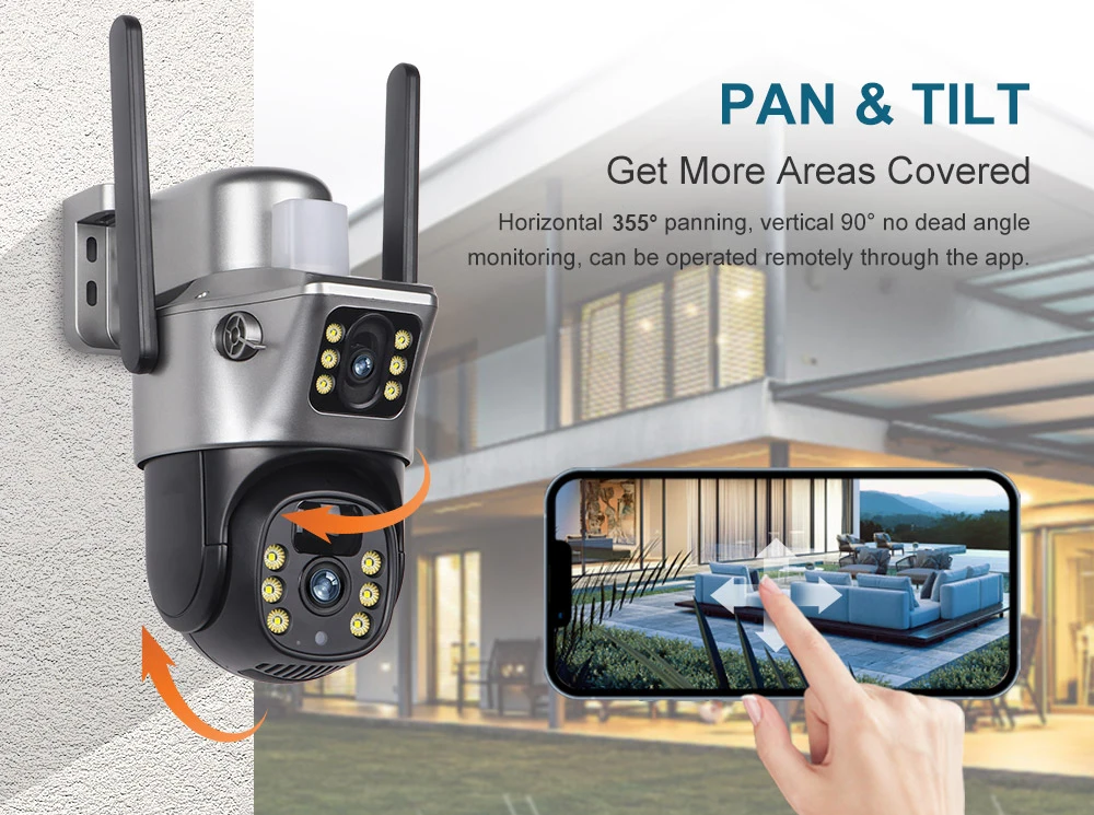 4G / WiFi Solar Camera Dual Lenses Outdoor 8MP 4K Low Power Battery IP Camera PIR Night Vision V380 Pro CCTV Security Protection