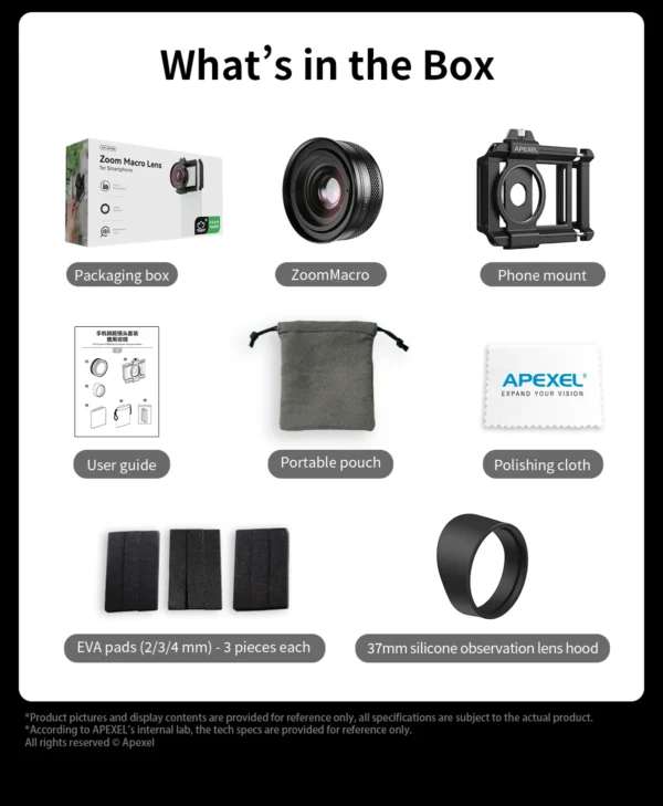 APEXEL 10-20X Zoom Macro Lens  HD Micro Phone Camera Lenses Support Eye Macro Photography for iPhone Samsung all Smartphones