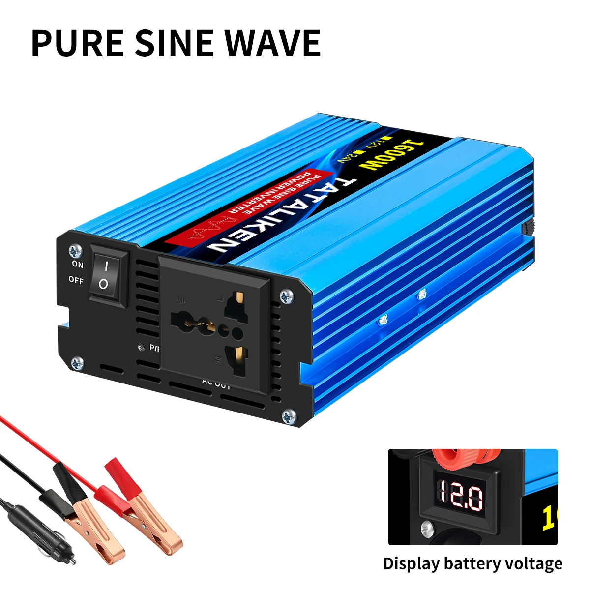 Pure Sine Wave Inverter 1000W-4000W DC 12V/24V to AC 220V 50hz Power Inverter Charger  Adapter Universal Socket