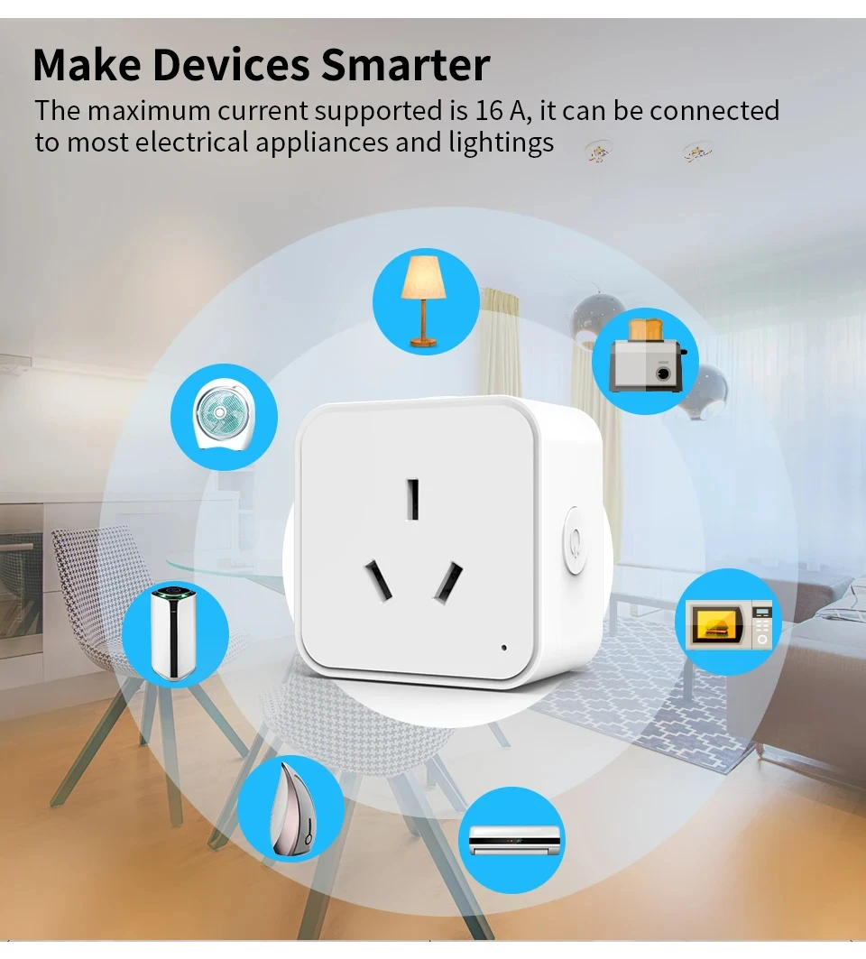 Tuya Smart Socket WiFi Intelligent AU Plug With Power Monitor Wireless Timing Socket Voice Control Works With Alexa Google Home