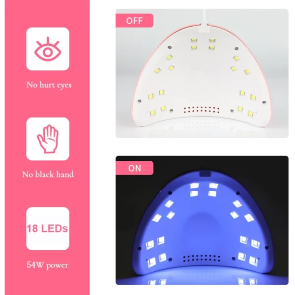 LULAA UV Nail Polish Lamp Gel Curing Polishing Lamp with Three Timing Modes & Automatic Sensing Mode Is Suitable for Home Salon