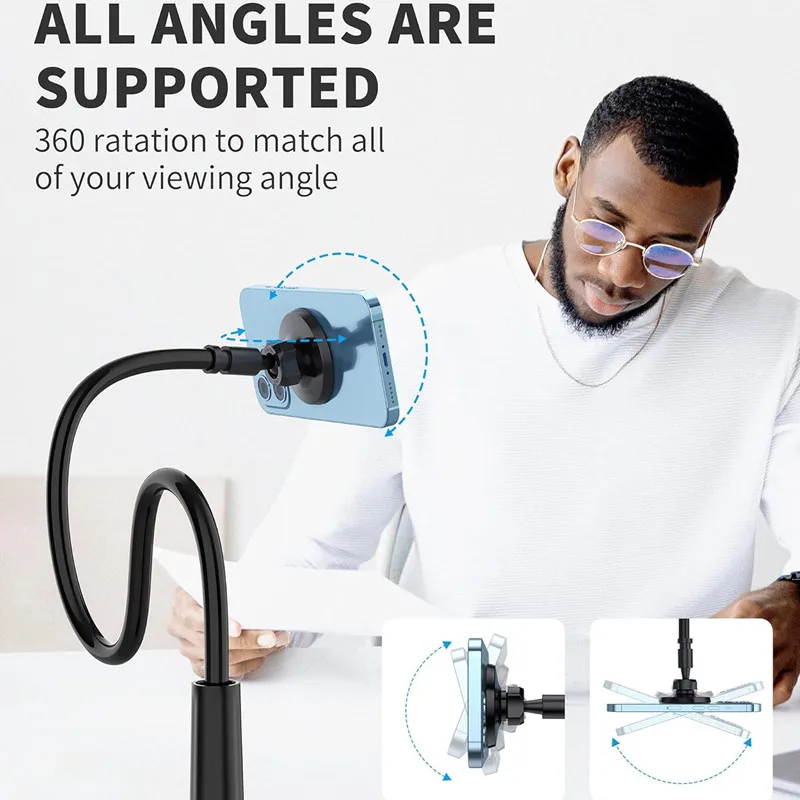 Cellphone bracket Magnetic phone holder For magsafe Macsafe cradle Desk mobile support adjustable Bedside Gooseneck Lazy Long
