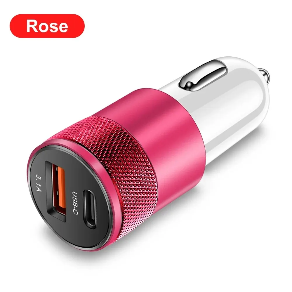 3.1A USB Car Charger Type C Fast Charging Phone Adapter For Xiaomi Huawei PD Phone Charger Adapter Socket Cigarette Lighter