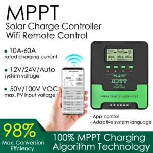 S816bce0b030f4451b45891d62da9b108p.webp MPPT Solar Charge Controller 12V 24V Auto WiFi Solar Panel Regulator 60A 50A 40A 30A 20A 10A Dual USB LCD Display Controller