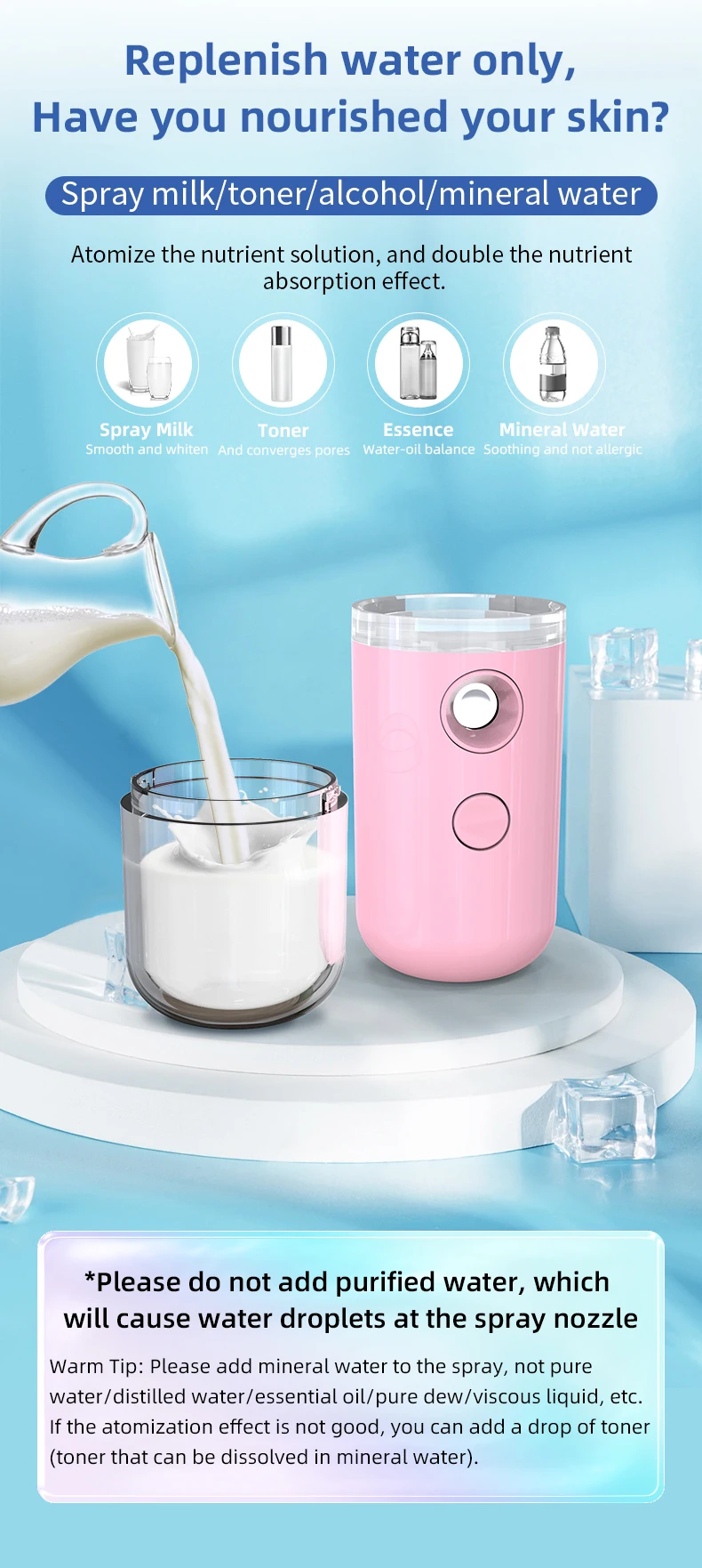 Portable Rechargeable Small Facial Steamer 30ml Mini Humidifier Home Wireless Nano Personal Face Hydrat Sprayer Cool Mist Maker