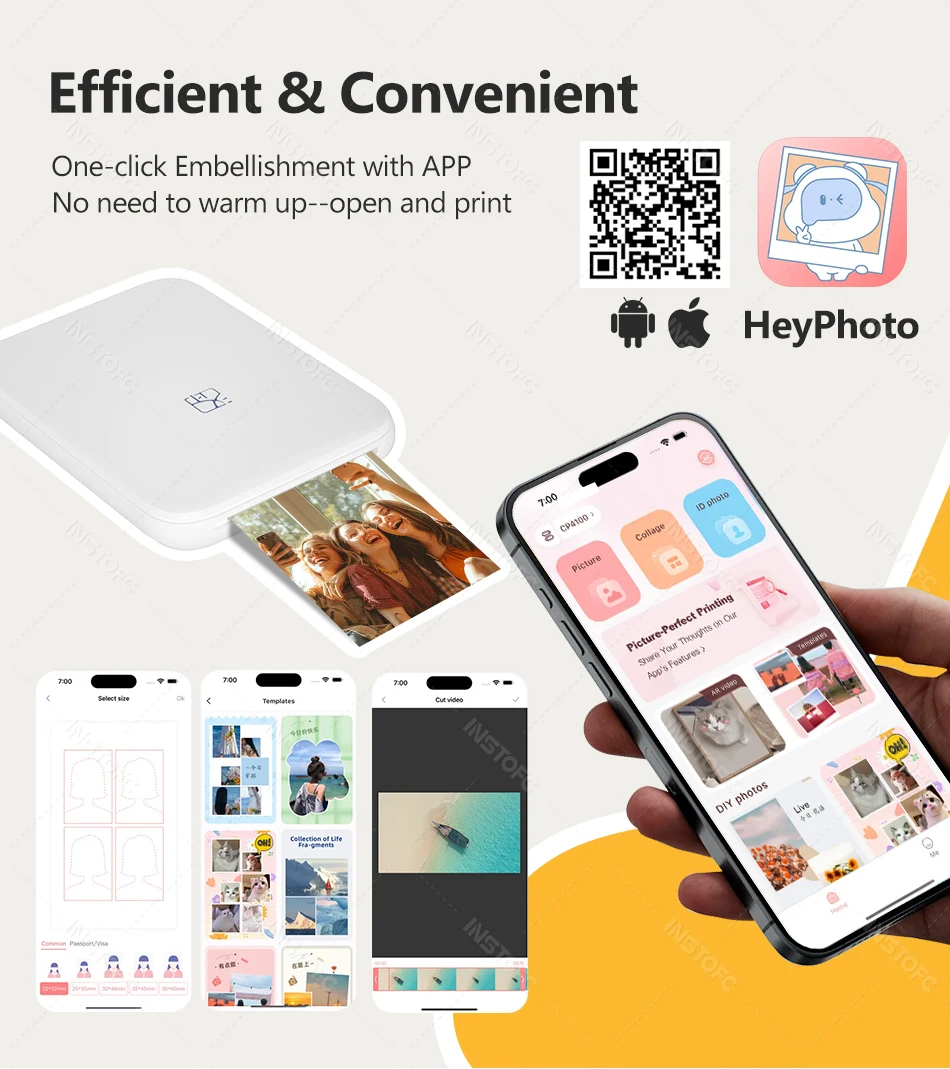 MT53 Color Photo Portable Printer Mobile Phone Mini Handheld Pocket Wifi Bluetooth Printing Machine 2x3 inch Sticky-Backed Paper