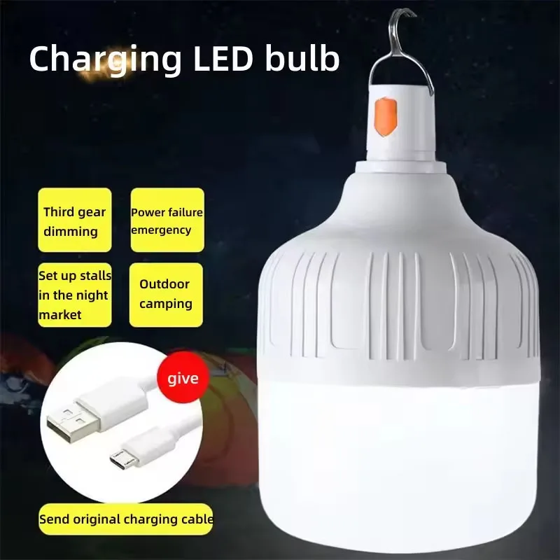 2/4PC Camping Light Portable Rechargeable Dimmable LED Bulb Brightness Outdoor Tent Light Emergency Night Light with Hook