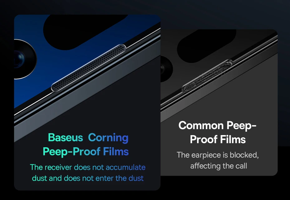 Baseus 0.4mm Corning Tempered Glass for iPhone 16 15 14 13 Pro Max Plus Screen Protector Anti-Peeping Auto Installation Film