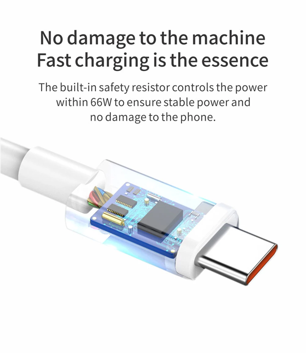 6A 66W Super Fast EU Wall Charger For Huawei Mate 40 50 60 P50 Nova 8 9 10 Honor 90 100 X7 X8 X9 Magic Type C Charging USB Cable