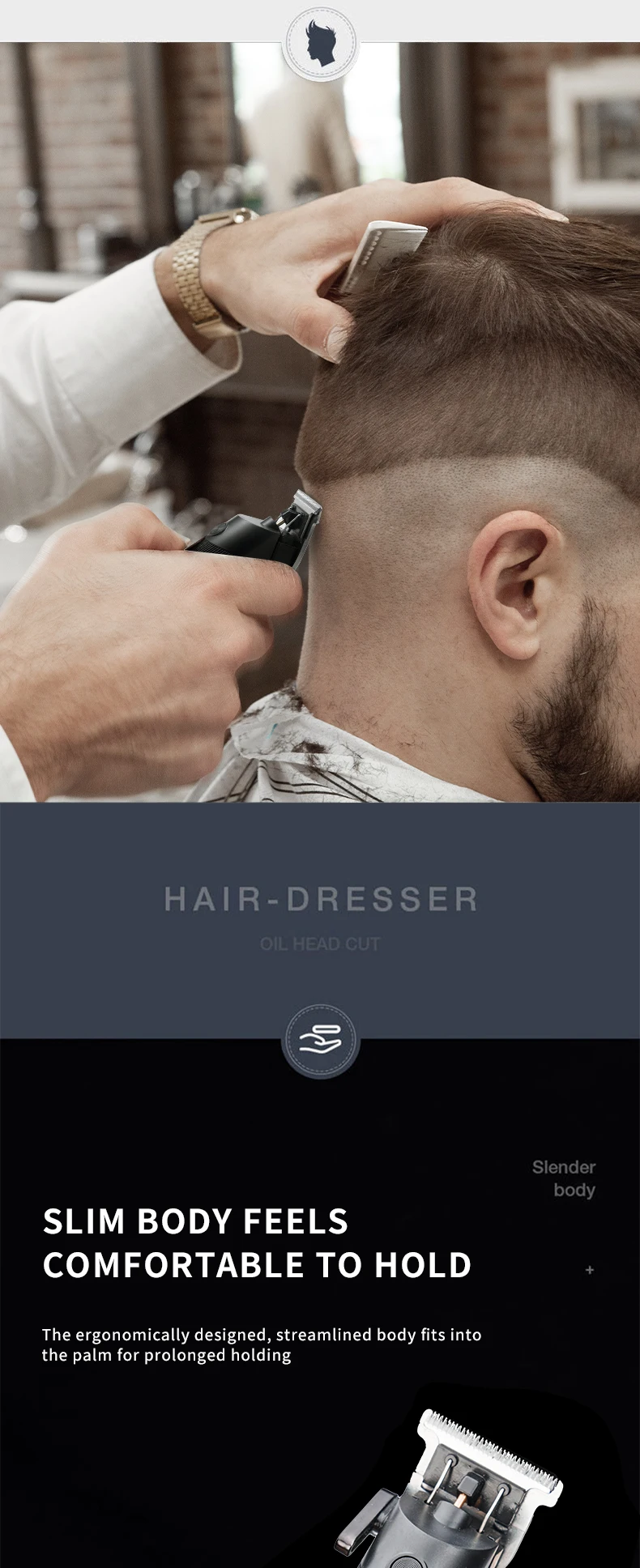 Youpin Komingdon Cordless Zero Gapped Trimmer Hair Clipper Professional Barber Shop Men's Haircut Machine for Beard Barbershop