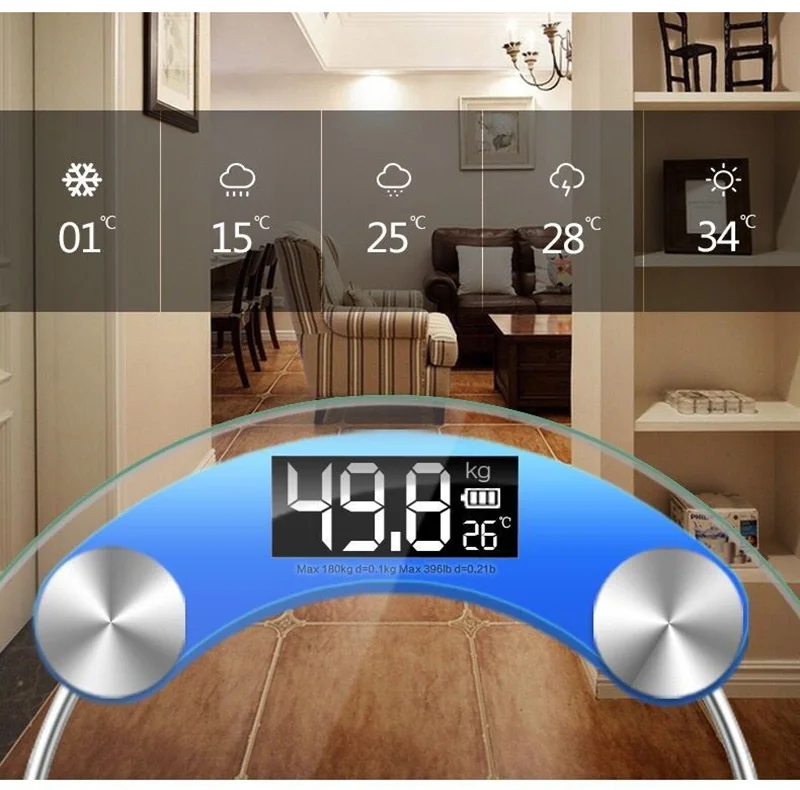 LCD Display High-Definition Digital Scale Round Shape Bathroom Body Weight Scale 0.2-180KG Precision Floor Electronic Scales