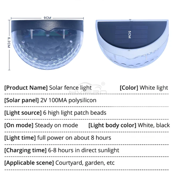 Outdoor Wall Lamp Solar Hedge Light 6LED Half Round Ladder Courtyard Garden Induction IP65 Waterproof Decoration Lighting Bright