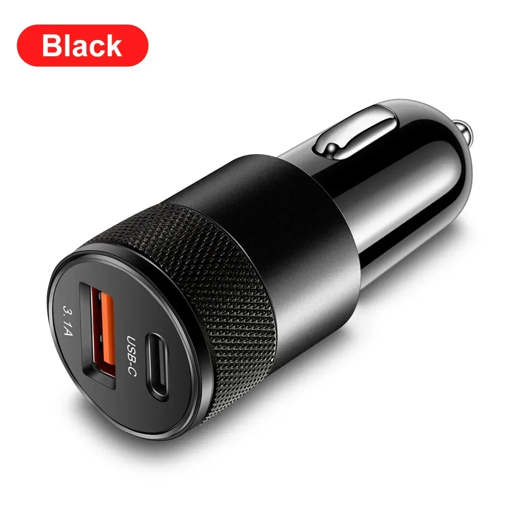 3.1A USB Car Charger Type C Fast Charging Phone Adapter For Xiaomi Huawei PD Phone Charger Adapter Socket Cigarette Lighter