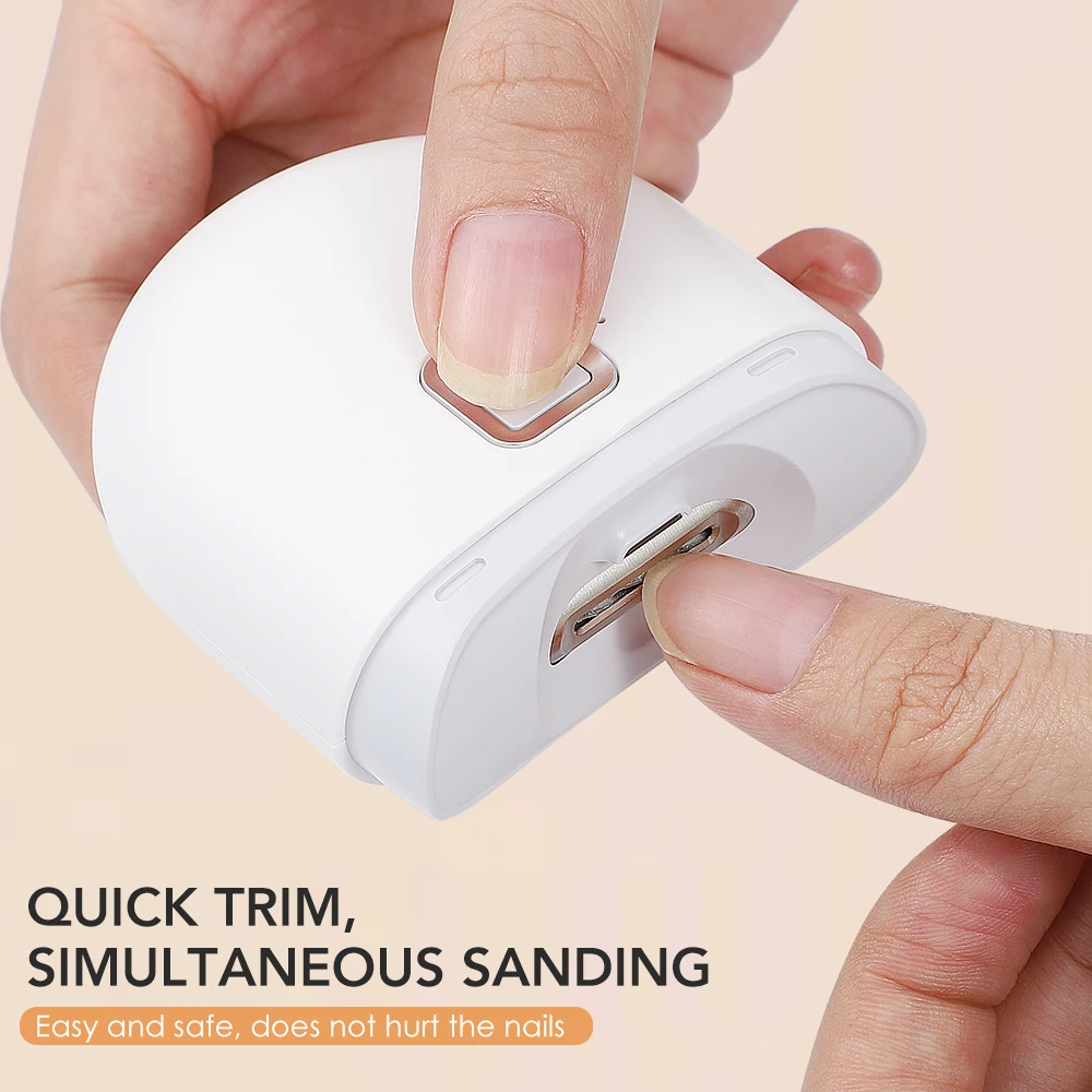 Mini Electric Nail Clipper With LED Light Rechargeable Automatic Portable Nail Grinder for Children Adult Safe Clipper Tools
