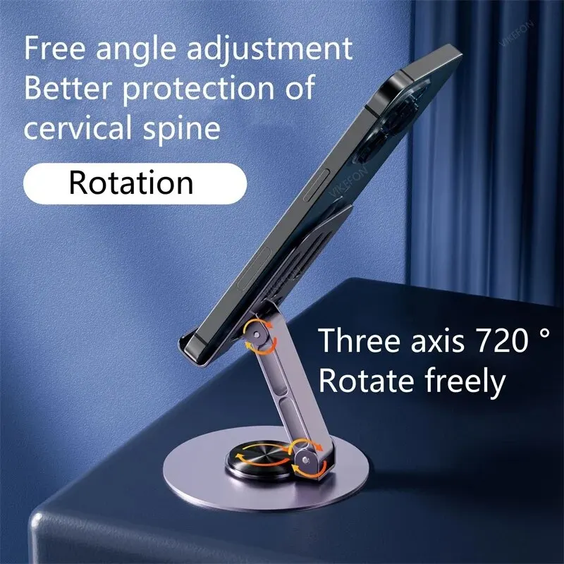 720 Rotate Aluminum Alloy Portable Tablet Holder For iPad Adjustable Flexible Folding Lazy Desktop Live Mobile Phone Stand Mount