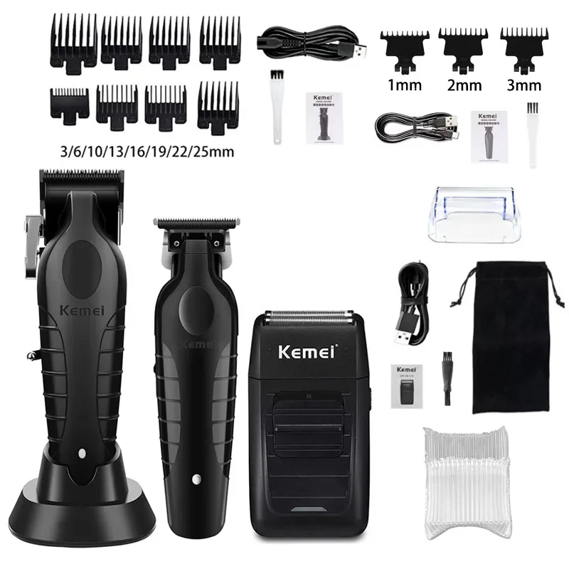 Kemei KM-2296 KM-2299 KM-1102 Professional Hair Clipper Kit Electric Shaver Male Hair Cutting Machine Men’s Cordless Trimmer
