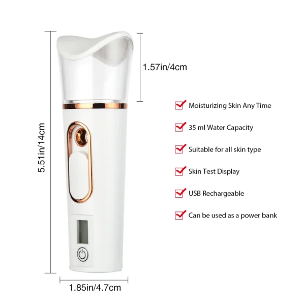 Nano Spray Facial Steamer Mini Handheld Portable 25ml Mist Sprayer Water Replenishment Device Hydration Humidifier Skin Care