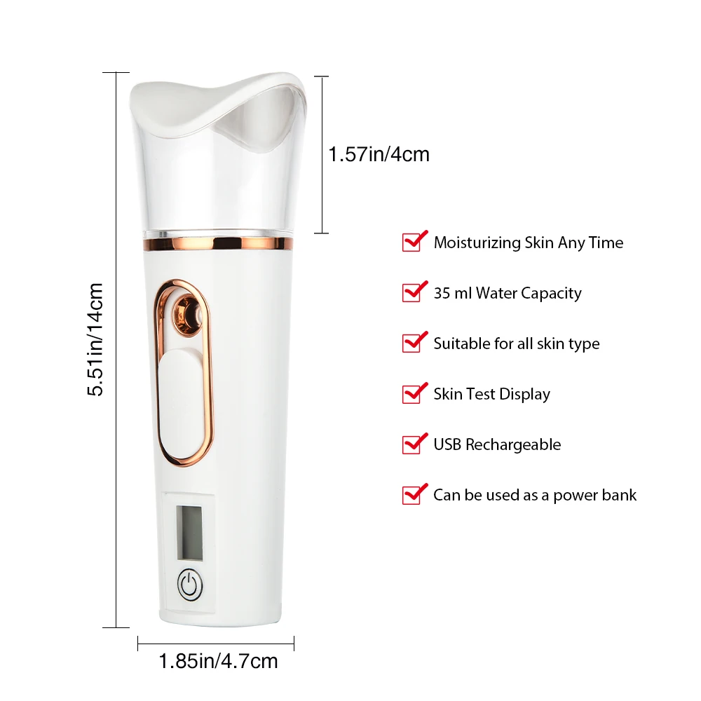 Nano Spray Facial Steamer Mini Handheld Portable 25ml Mist Sprayer Water Replenishment Device Hydration Humidifier Skin Care